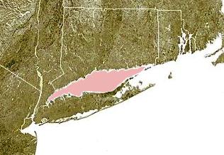 Figure 2.  The Long Island Sound is shown highlighted in pink between Connecticut and Long Island.